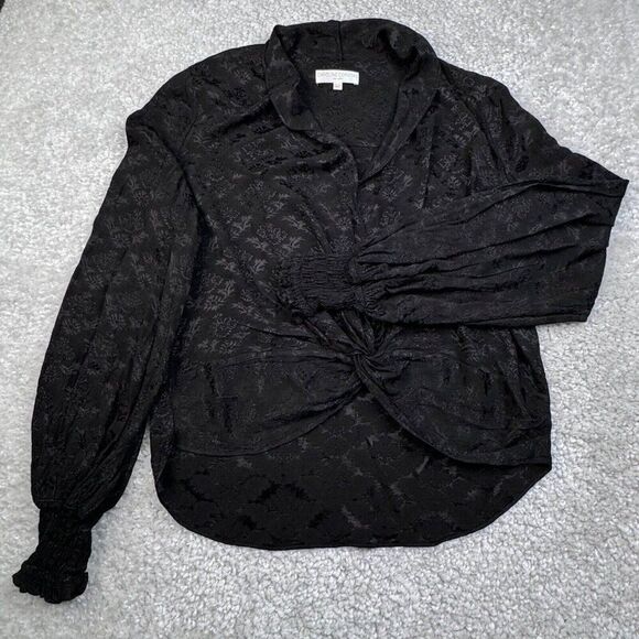Caroline Constas Black Bette Blouse Balloon Sleeves - Picture 1 of 11